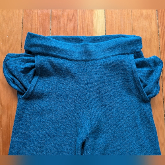The Reset R Label Pants XS Teal Blue Wool Knit Sweater Cropped Pull On women's - Picture 4 of 5